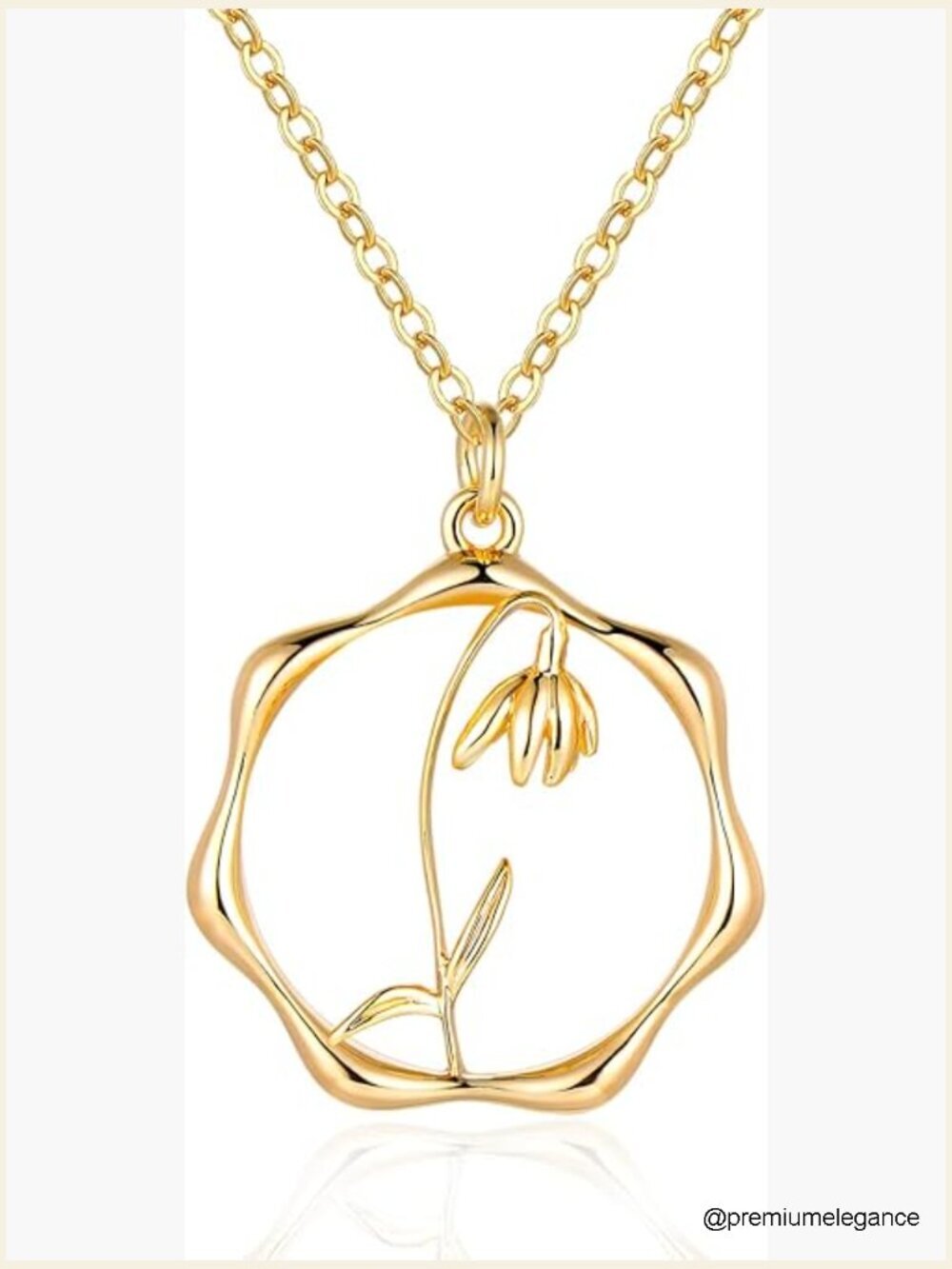 18K Gold Plated Birth Flower Necklace Pendant Dainty Adjustable Chain 16.5"